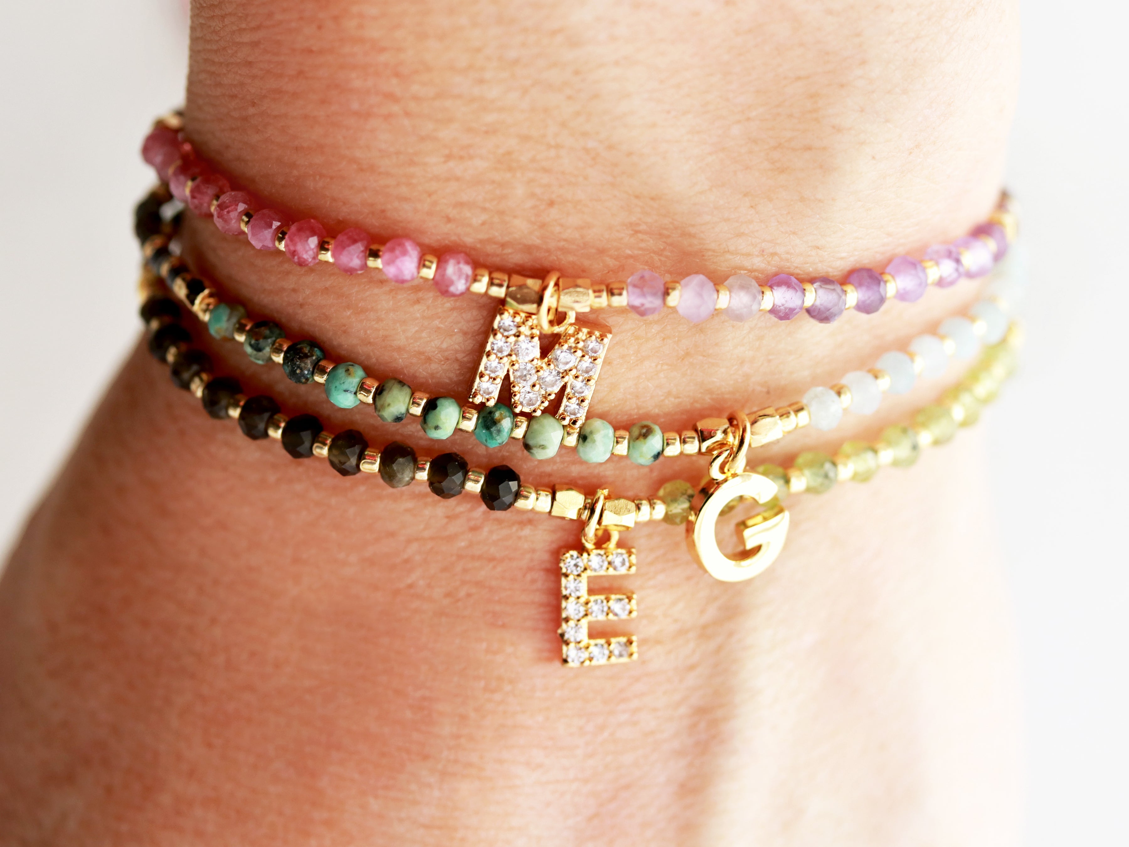 Letter U multicolor stones bracelet