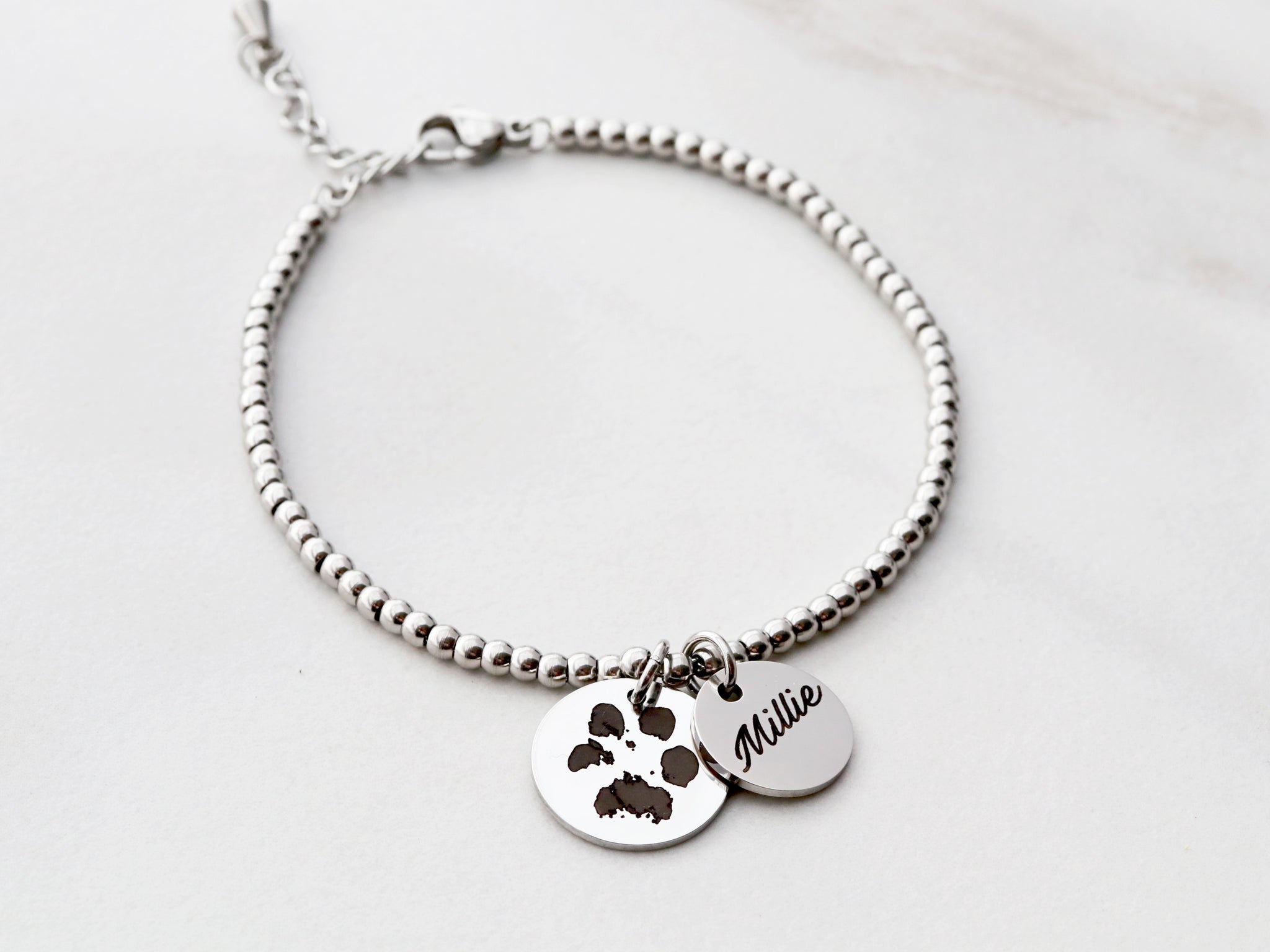 Actual Paw Print Beaded Bracelet Tom Design Shop