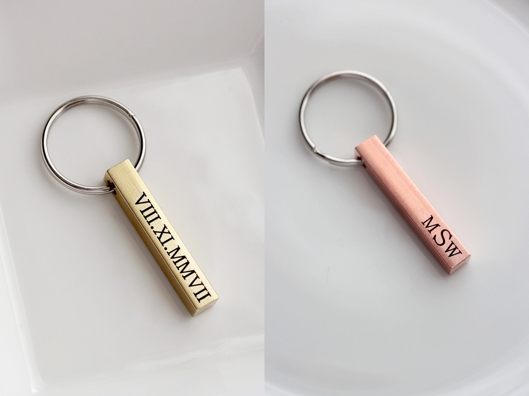 5 Styles Personalized Keychains Engraved Silver Custom Key Chains
